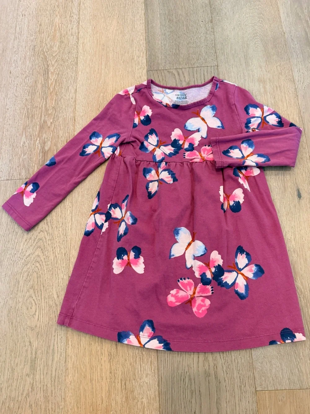 Carter’s Girls' Butterfly Print Long Sleeve Dress